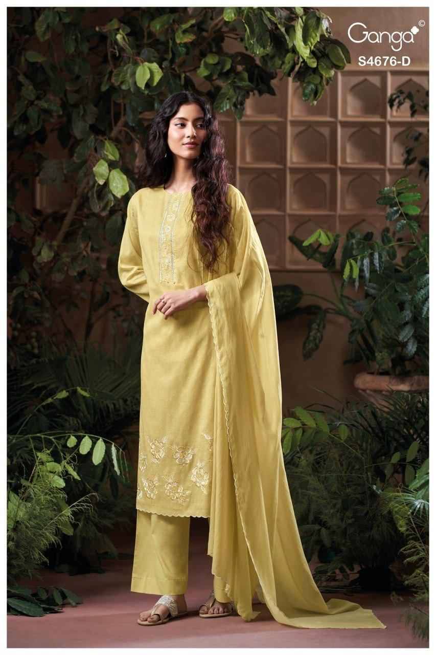BIREVA 4676 Series By Ganga Fashion  Beautiful Festive Suits Stylish Colorful Fancy Casual Wear & Ethnic Wear PURE BEMBERG MUL Dresses At Wholesale Price